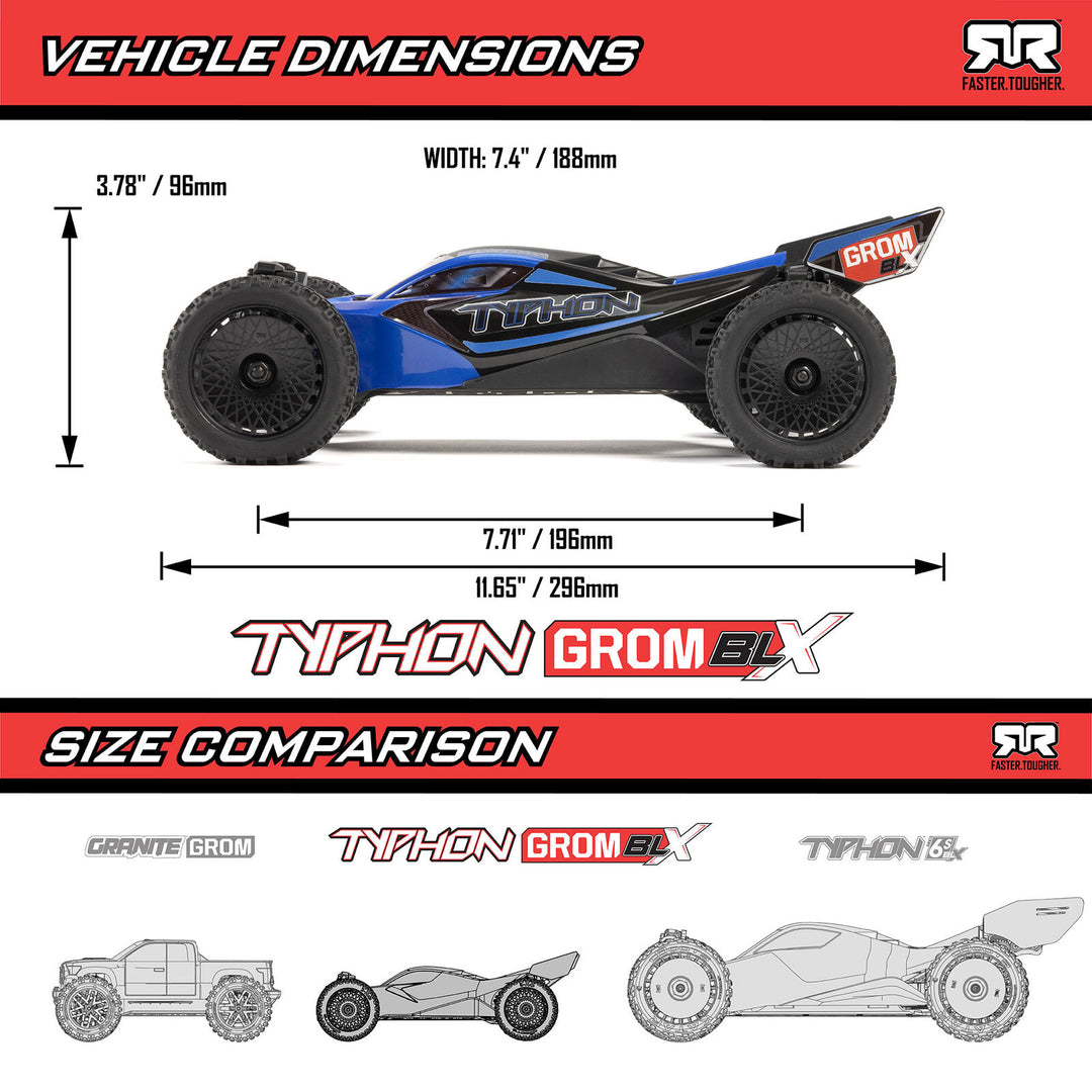 Arrma - 1/14 TYPHON GROM 223S DSC 4X4 RTR Brushless Buggy