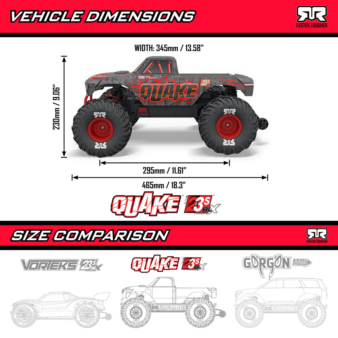 Arrma - 1/10 QUAKE 223S DSC 2WD RTR Brushless Monster Truck