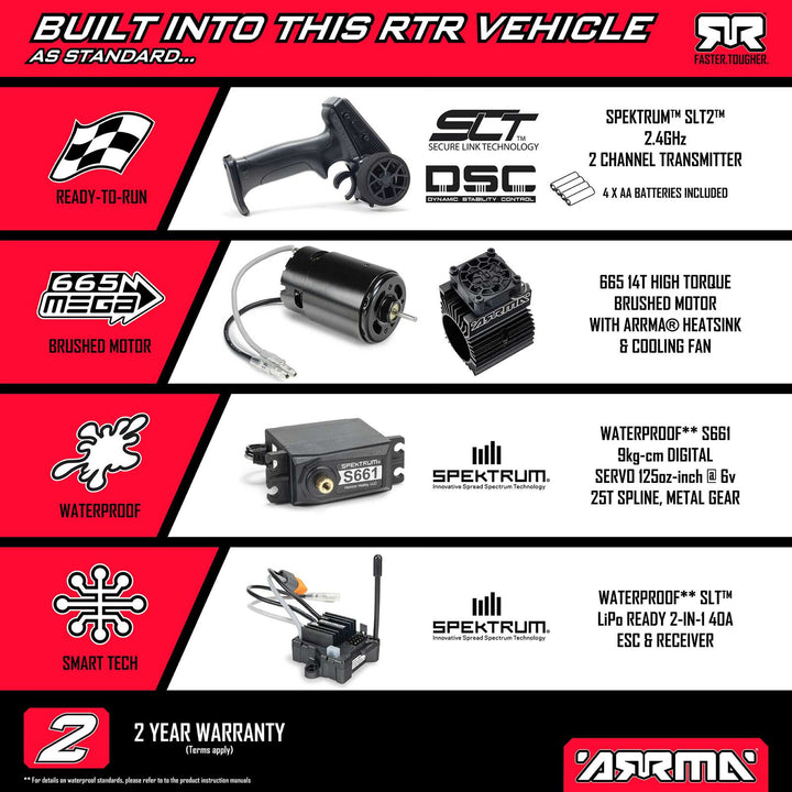 Arrma - 1/10 GRANITE MEGA 665 4X4 RTR Brushed Monster Truck