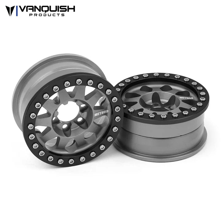 Vanquish 1.9 Method 101, Aluminum Beadlock Race Wheel, Grey