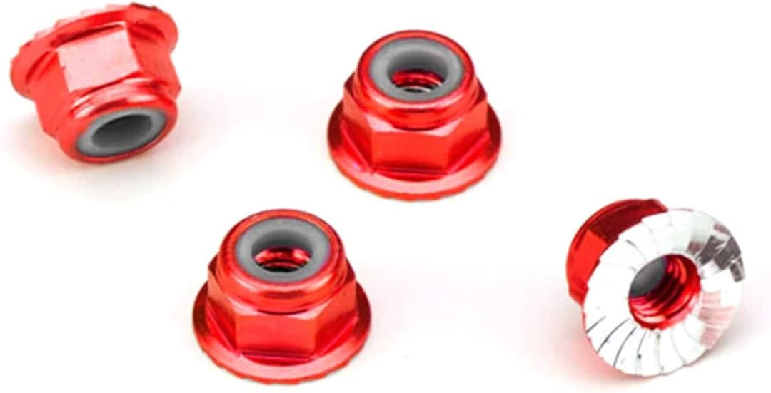 Traxxas 1747A - Aluminum Flanged Locking Nuts, Red (4)