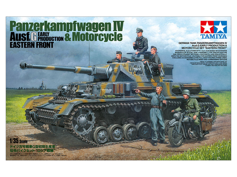 Tamiya - 1/35 German Tank Panzerkampfwagen IV Ausf.G Early Production & Motorcycle Set "Eastern Front"