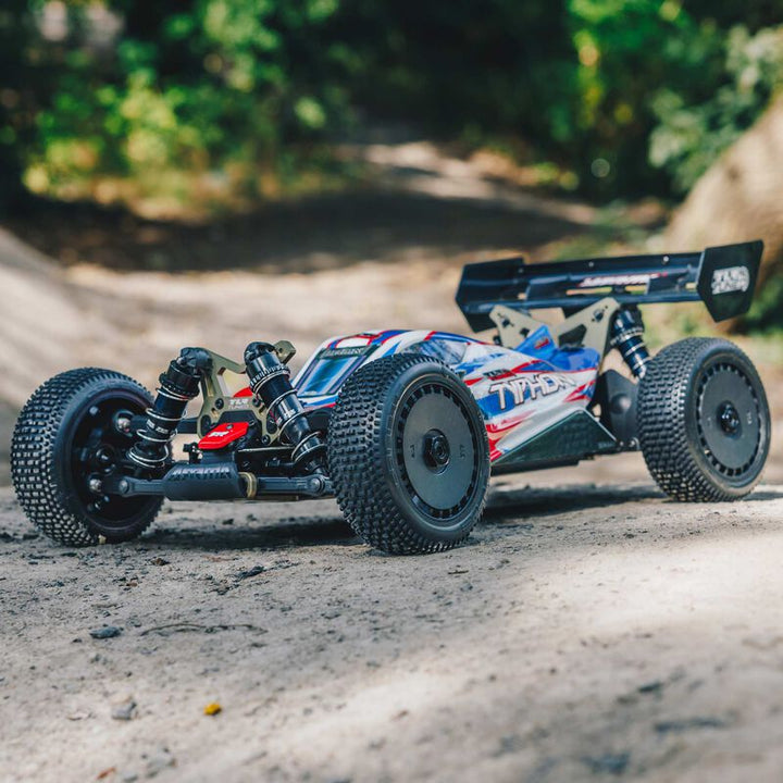 Arrma 1/8 TLR Tuned TYPHON 6S 4X4 BLX Buggy RTR, Red/Blue