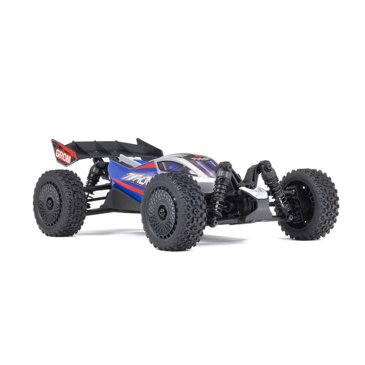 Arrma TYPHON GROM MEGA 380 Brushed 4X4 Small Scale Buggy RTR with Battery &amp; Charger, Blue/Silver
