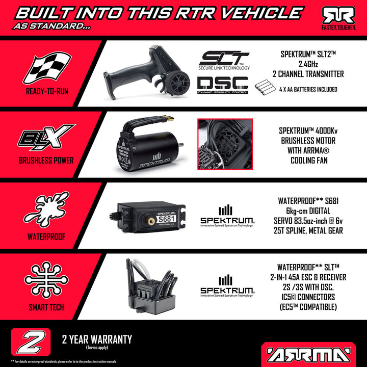 Arrma - 1/10 QUAKE 223S DSC 2WD RTR Brushless Monster Truck