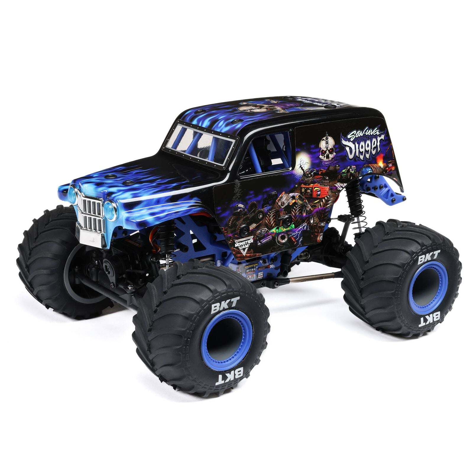 ホビーラジコン LOSI MINI LMT 4X4 Grave Digger RTR 1/18 Mini LMT Grave Digger 2S 4X4 RTR Brushed Monster Truck