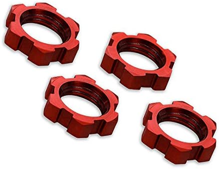 Traxxas 7758R Splined, Serrated, Red-Anodized 17mm Wheel Nuts (set of 4)