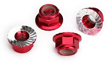 Traxxas 8447R Red Serrated Aluminum 5mm Flanged Nylon Locking Nuts