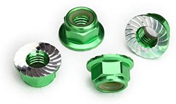 Traxxas 8447G Green Serrated Aluminum 5mm Flanged Nylon Locking Nuts